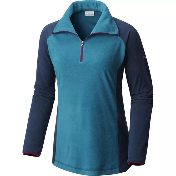 Columbia Glacier Fleece 1/2 Zip High Neck Pullover Colorblock Blue XL - Picture 1 of 15